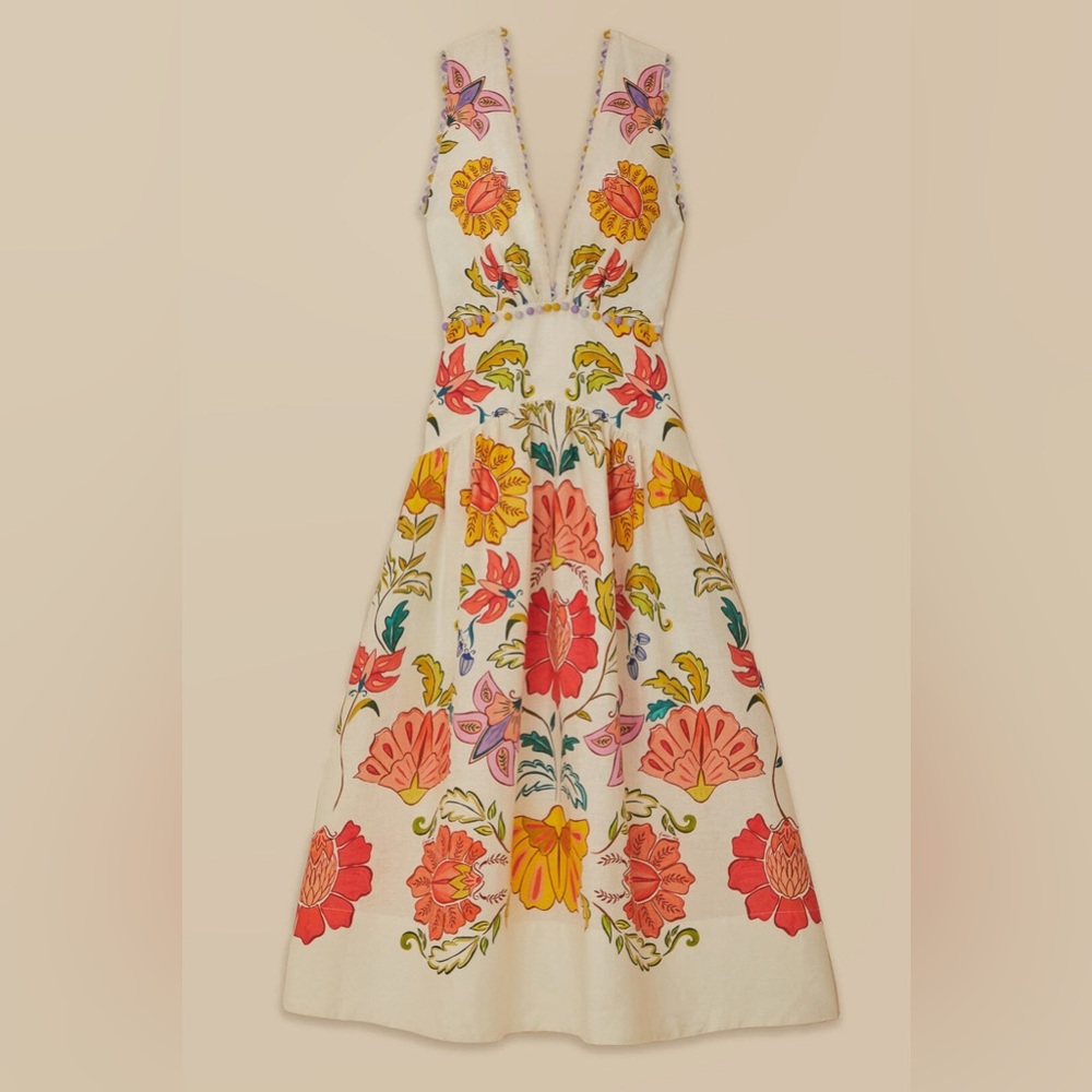 FARM Rio Floral Maxi Dress - Cream, Red, Yellow, Green, Pink